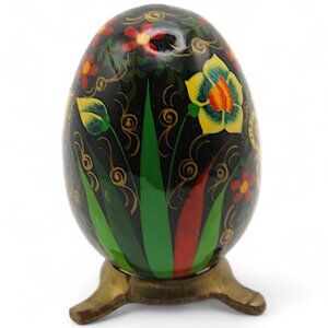 Handmade Kashmir Papier-Mâché Decorative Egg With Floral & Butterfly Design